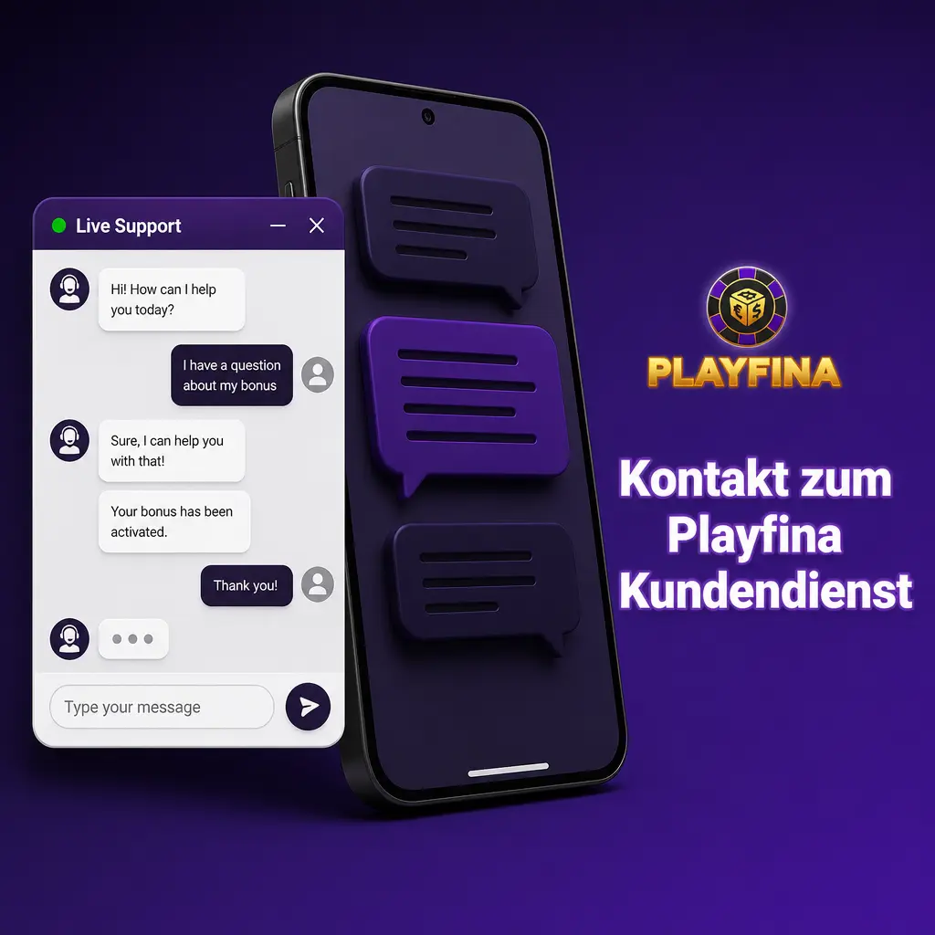 Playfina Kundendienst kontaktieren: Live-Chat, E-Mail und Hilfe-Center für Fragen zu Ein- und Auszahlungen
