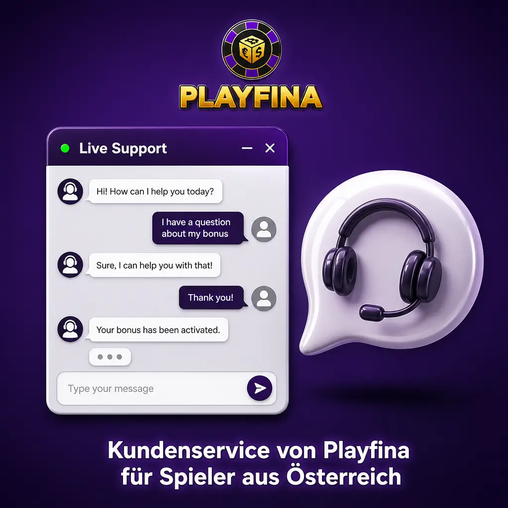 Kundenservice von Playfina: Live-Chat, E-Mail und Hilfecenter für Spieler aus Österreich rund um die Uhr erreichbar